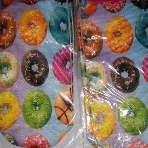 6 Donut ankle socks women's novelty No Show Chocolate Sprinkles Cake White Bin2